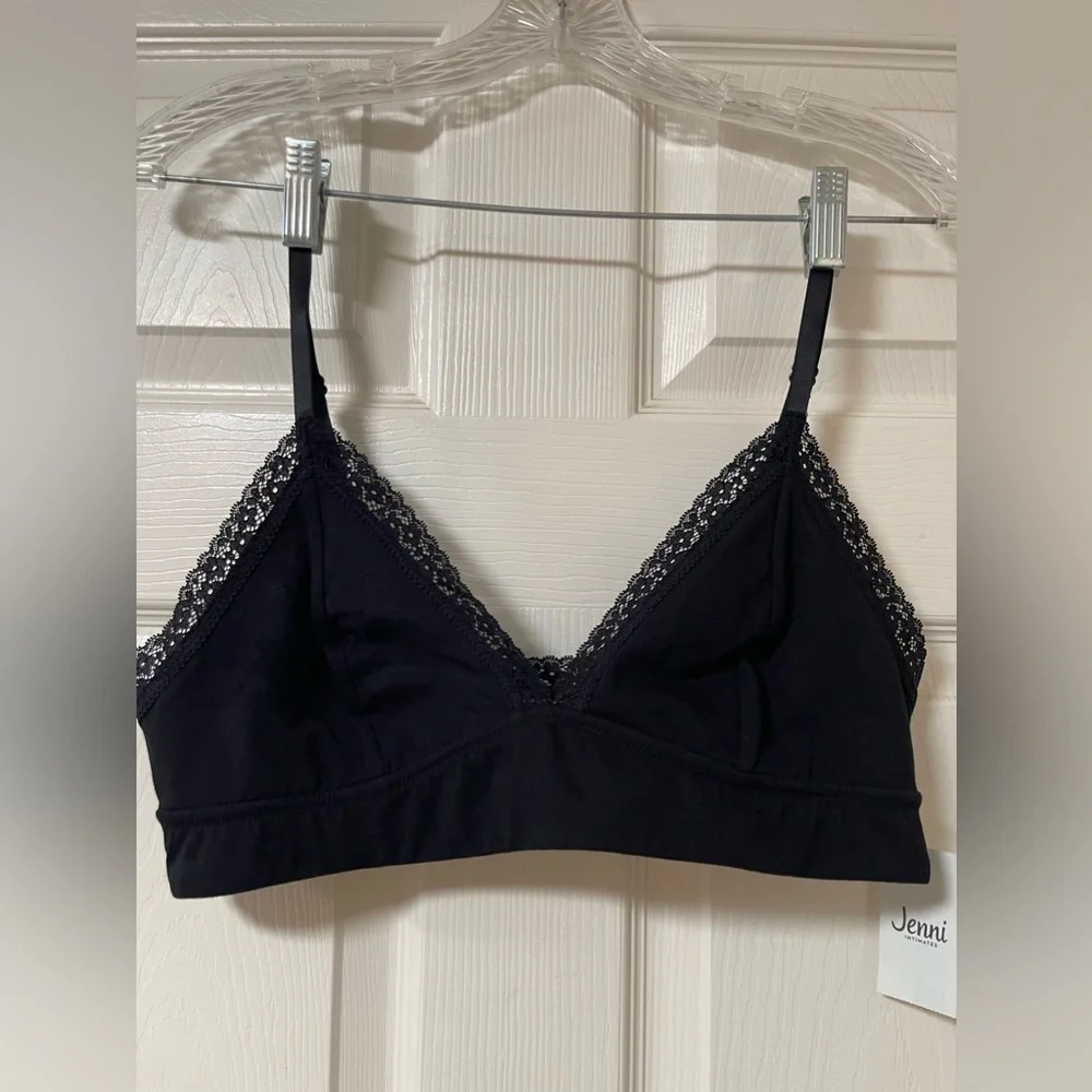 NWT: JENNI INTIMATES Black & Lace Moderate Coverage Moderate Support Bralette XL